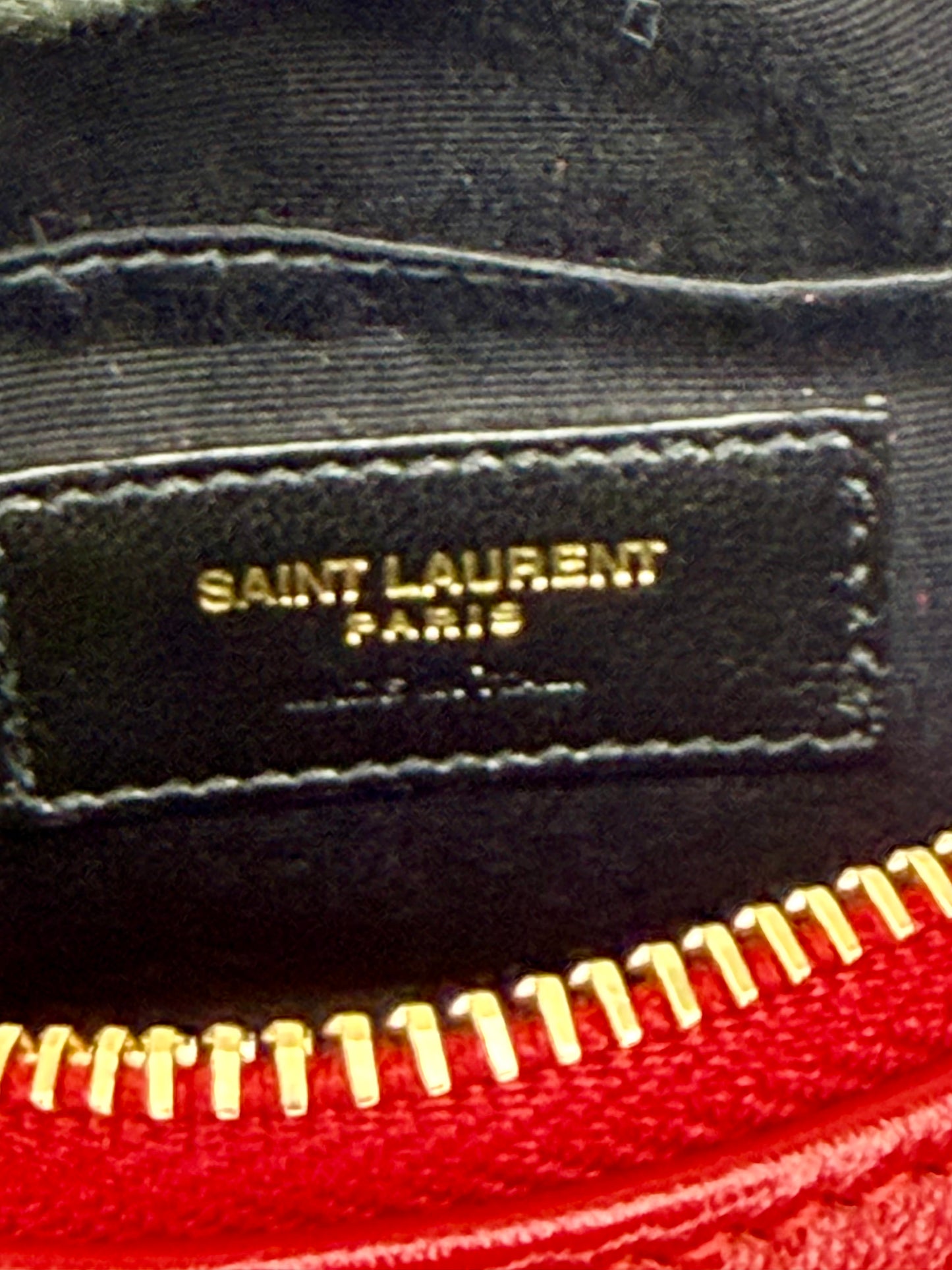 Yves Saint Laurent YSL Lou Mini Belt Bag in Red Quilted Lambskin Leather with Tassel Charm - AUTHENTIC