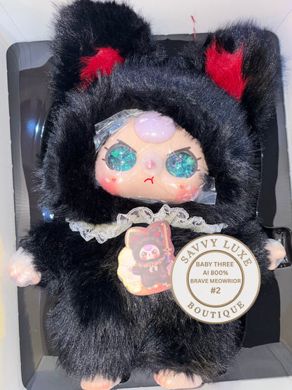 Baby Three Ai 800% Brave Meowrior Black Kitten Plush - Various Eye Styles, Expressions & Accessories