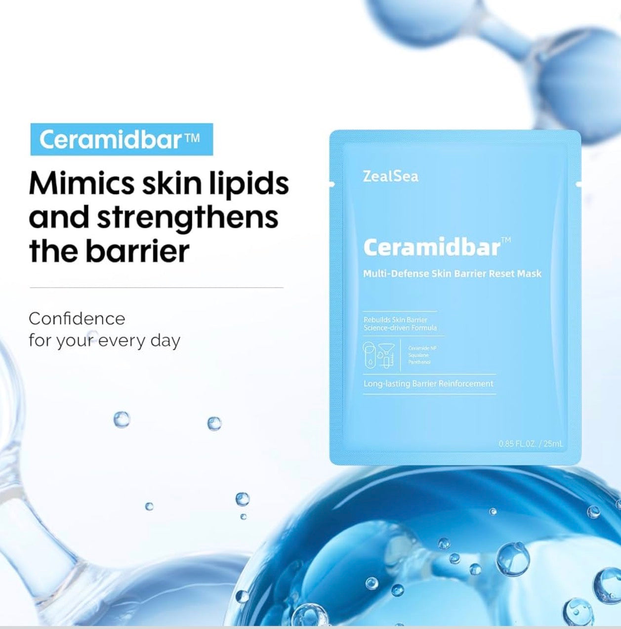 ZealSea Rescue & Repair Duo Facial Mask Set (8 Pack, 4+4) – Cicalix Soothing Rescue Serum Mask & Ceramidbar Skin Barrier Reset Mask – Hydrating, Plumping, Anti-Aging Clinic-Grade Derm Solution