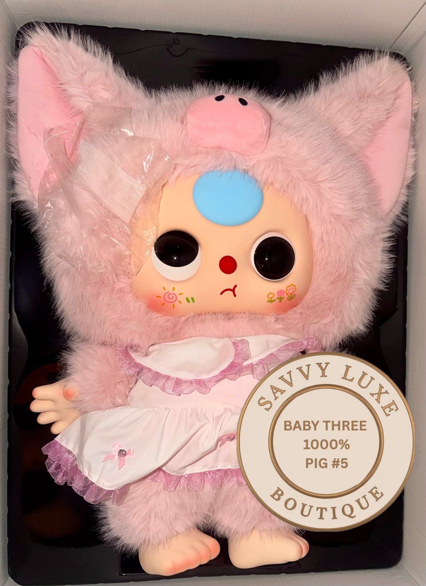 BABY THREE 1000% Pink Pig Big Baby Confirmed Authentic Art Toy