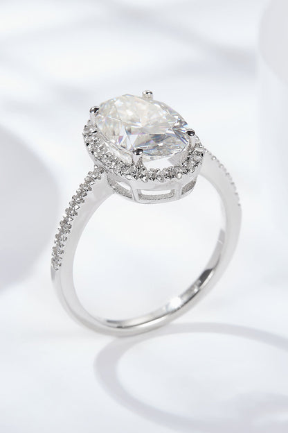 4.5 Carat Oval-Cut Sparkala™ Halo Ring (Platinum Over Pure Sterling Silver)
