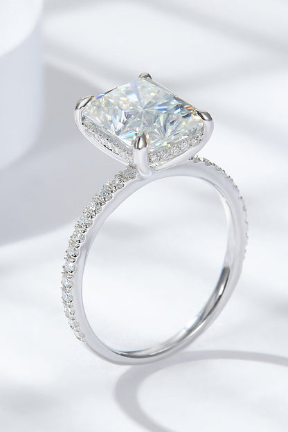 4 Carat Radiant-Cut Sparkala™ 4-Prong Side Stone Ring (Platinum Over Pure Sterling Silver)