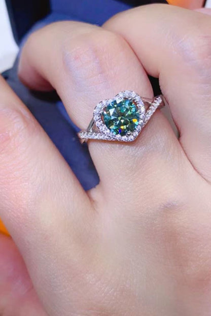 Adored 1 Carat Yellow Green Sparkala™ Platinum Over Pure Sterling Silver Heart Ring
