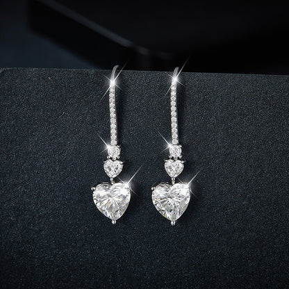 5.44 Carat 925 Sterling Silver Sparkala™ Heart Drop Earrings