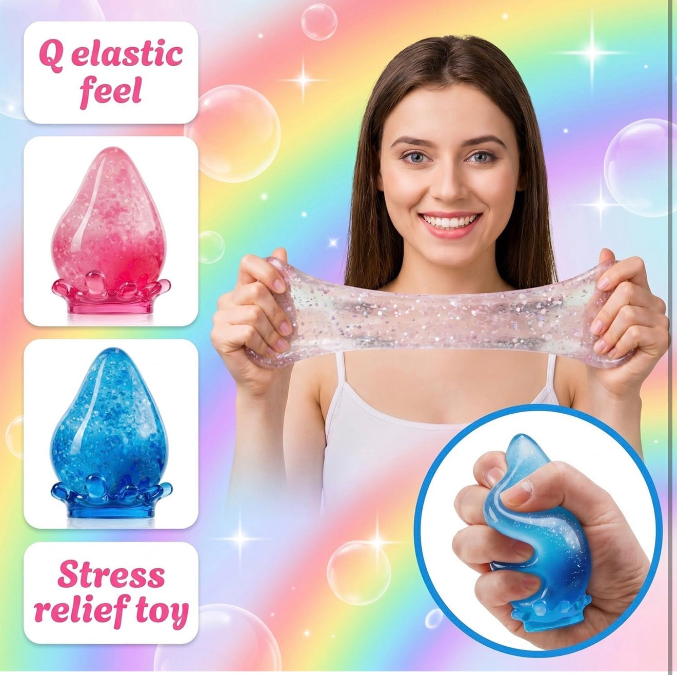 Water Drop Squish Squeeze, Soft Fidget Slow Rise Stress Ball Squishies