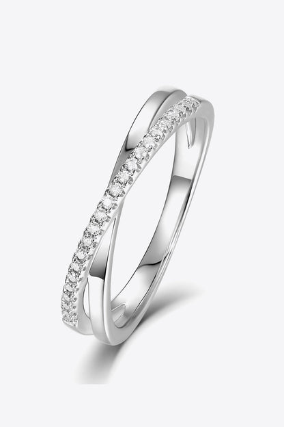 Platinum Over Pure Sterling Silver Crisscross Sparkala™ Ring
