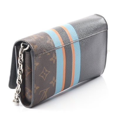 Louis Vuitton Twist Chain Wallet – Monogram & Black Leather with Painted Stripes - Authentic, Pre Loved