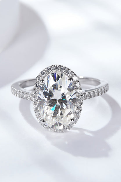 4.5 Carat Oval-Cut Sparkala™ Halo Ring (Platinum Over Pure Sterling Silver)