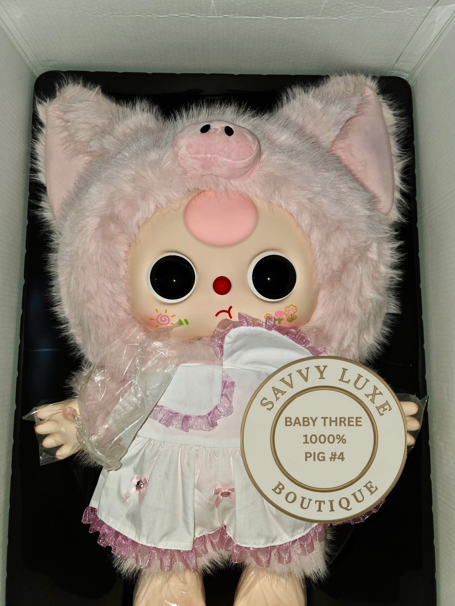 BABY THREE 1000% Pink Pig Big Baby Confirmed Authentic Art Toy