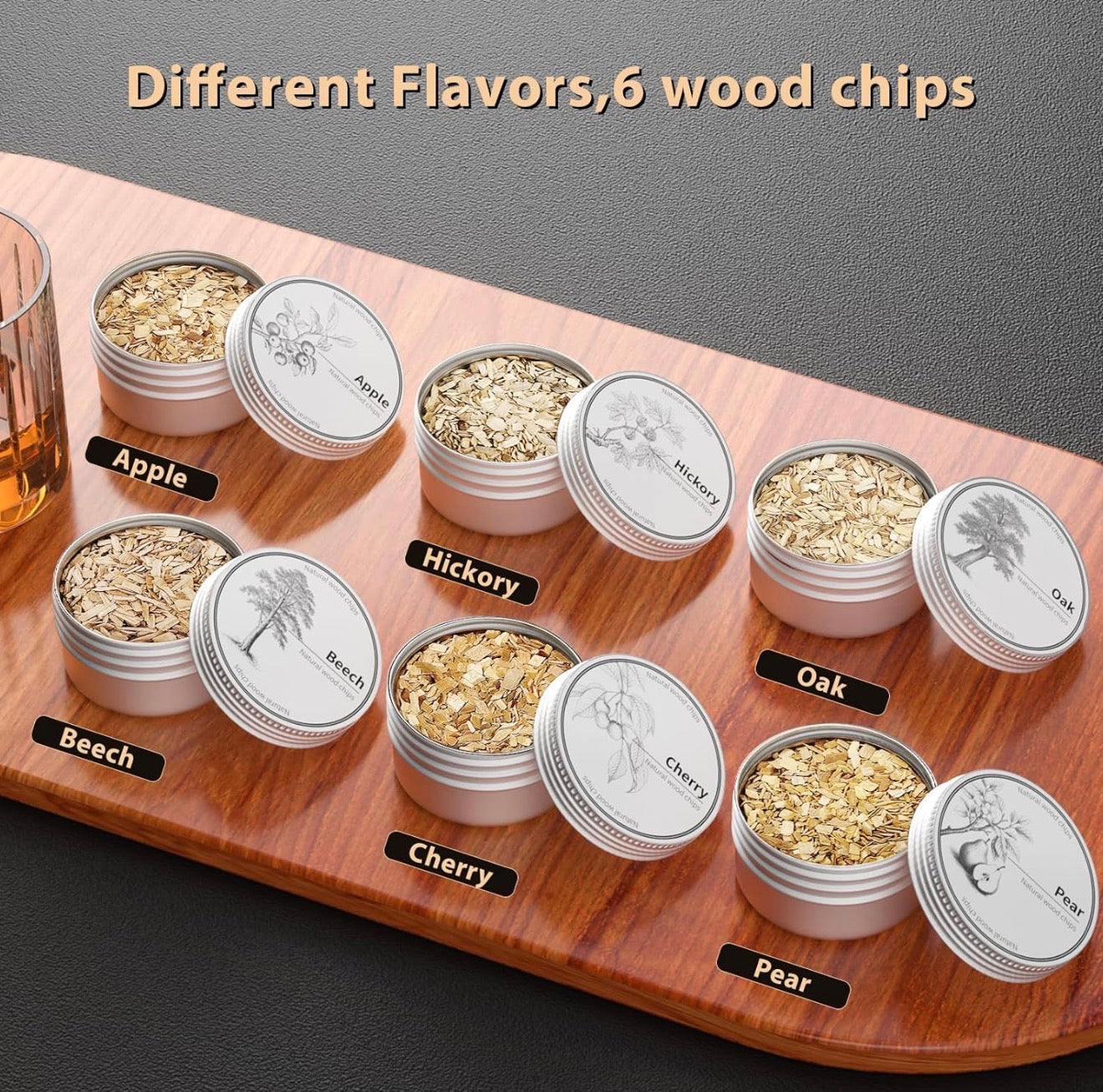 Electric Whiskey Smoker Kit with 6 Flavored Wood Chips | Automatic Cocktail Infuser, Built-In Lighter, No Butane Required | USB Rechargeable Bourbon Smoker Gift Set for Men, Dad, Husband, Birthday, Anniversary