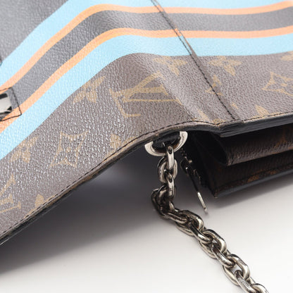 Louis Vuitton Twist Chain Wallet – Monogram & Black Leather with Painted Stripes - Authentic, Pre Loved