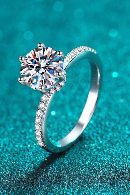 Rhodium Over Pure Sterling Silver 2 Carat Brilliant Round Cut Sparkala™ Ring