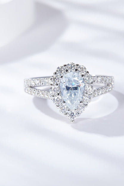 1 Carat Sparkala™ Teardrop Split Shank Ring (Platinum Over Pure Sterling Silver)