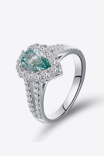 1 Carat Pear Cut Blue Pear-Cut Sparkala™ Platinum Over Pure Sterling Silver Ring