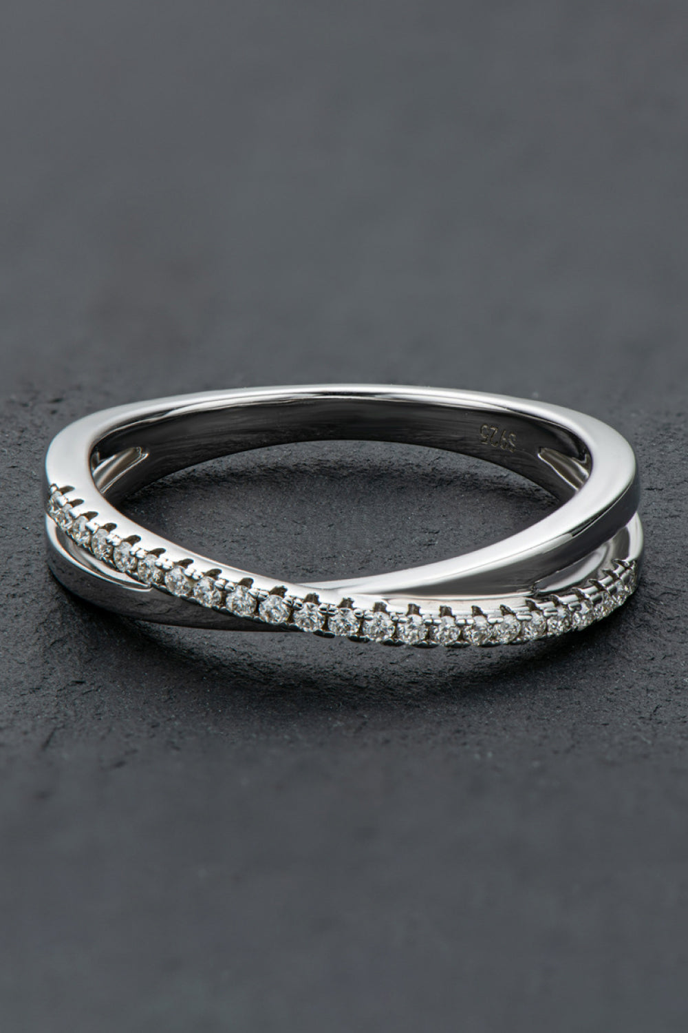 Platinum Over Pure Sterling Silver Crisscross Sparkala™ Ring