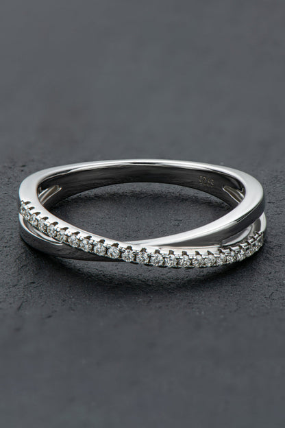 Platinum Over Pure Sterling Silver Crisscross Sparkala™ Ring