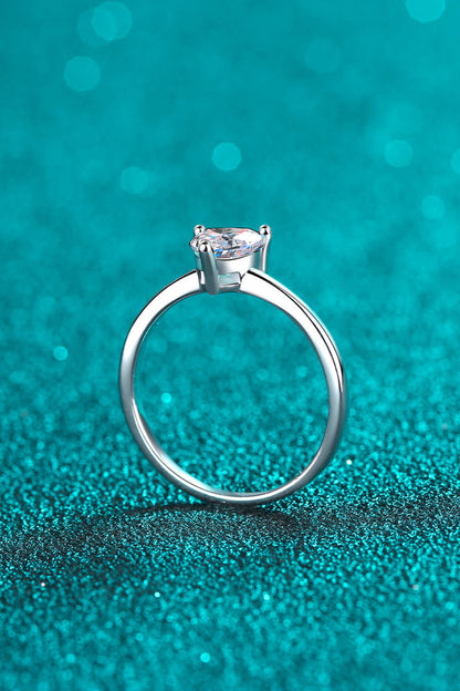Rhodium Over Pure Sterling Silver Heart-Shaped Sparkala™ Solitaire Ring