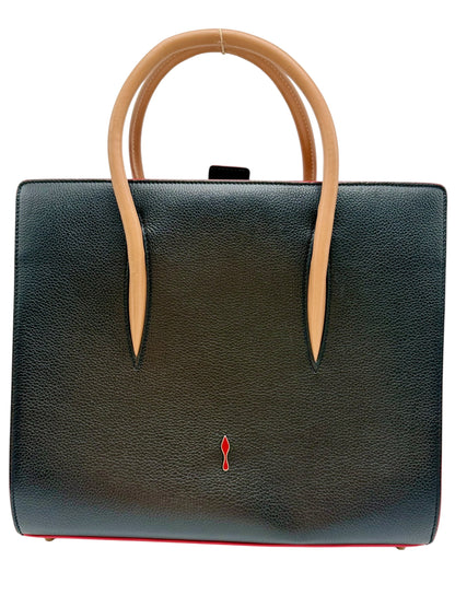 Christian Louboutin Paloma Medium Tote Bag - Black Grainy Leather with Spikes, Iconic