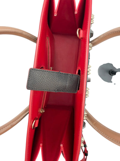 Christian Louboutin Paloma Medium Tote Bag - Black Grainy Leather with Spikes, Iconic
