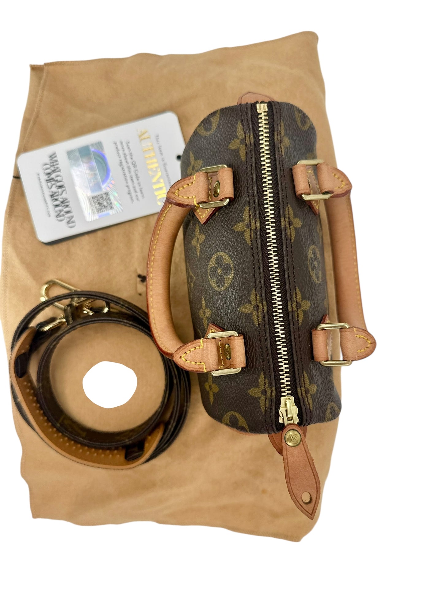 Louis Vuitton Nano Speedy Monogram Canvas with Strap – Excellent Condition
