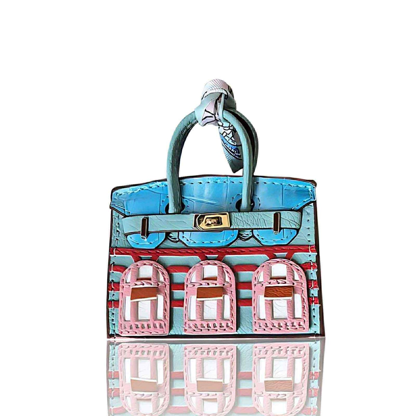 Luxury Boutique Series: Mini "Faubourg" Leather Handbag Charms | Micro-Bag Keychain & Bag Accessory