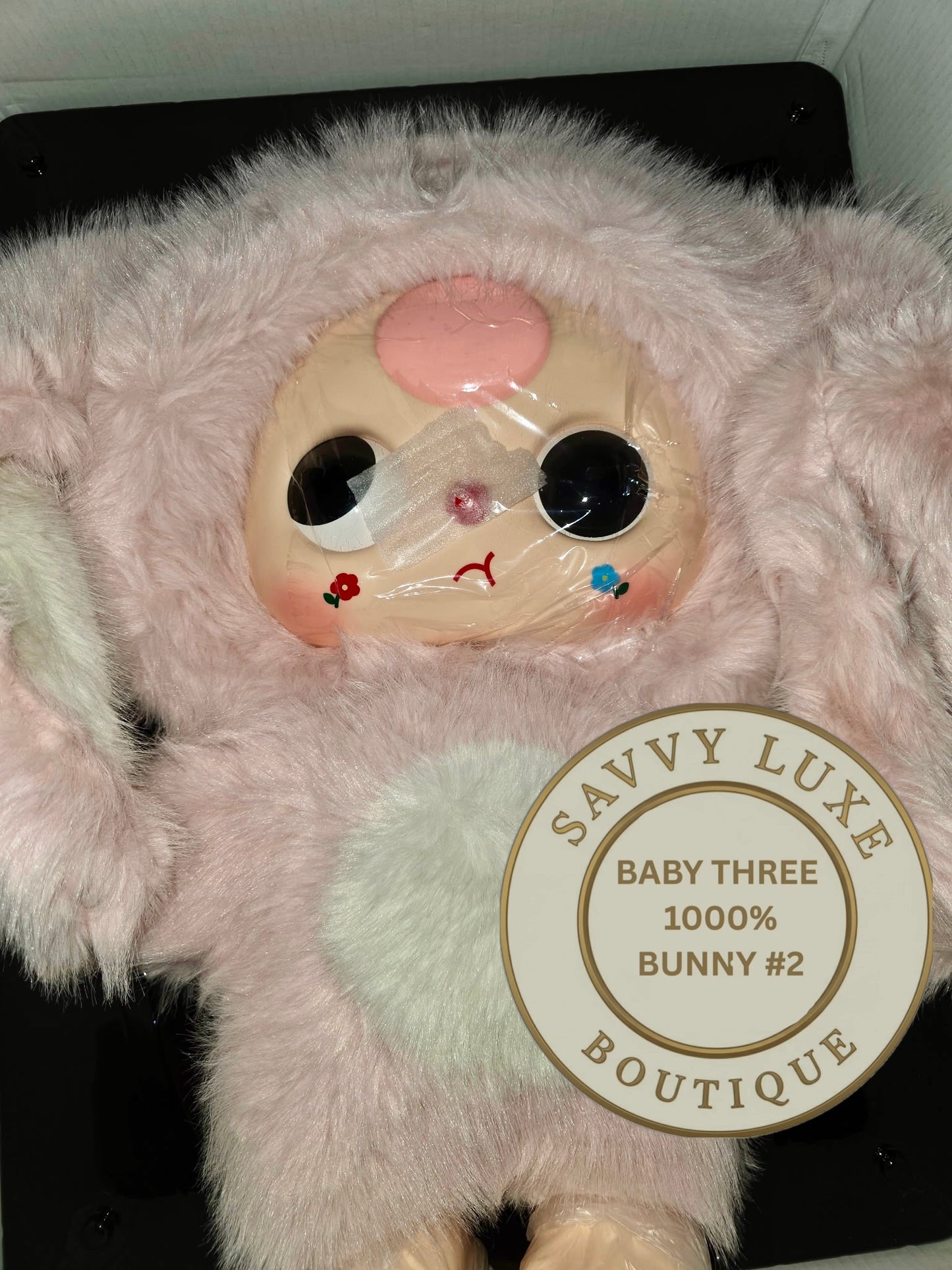 BABY THREE 1000% Big Baby Pink Bunny Confirmed Authentic Art Toy