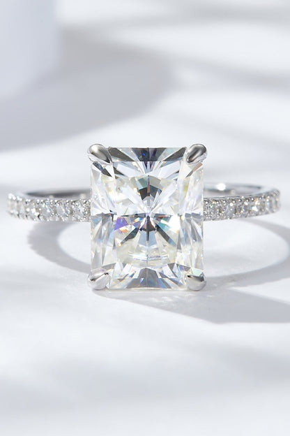 4 Carat Radiant-Cut Sparkala™ 4-Prong Side Stone Ring (Platinum Over Pure Sterling Silver)