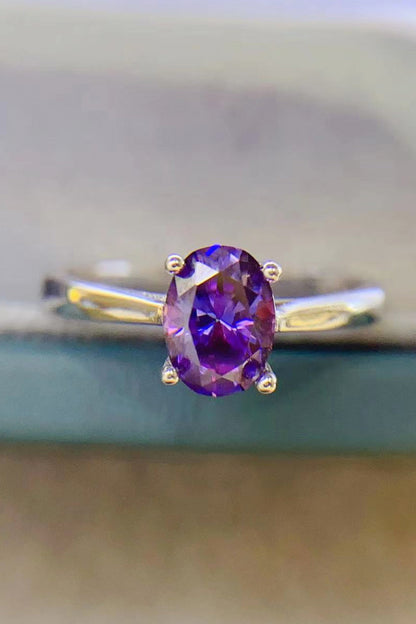 1 Carat Purple Oval-Cut Sparkala™ 4-Prong Solitaire Ring