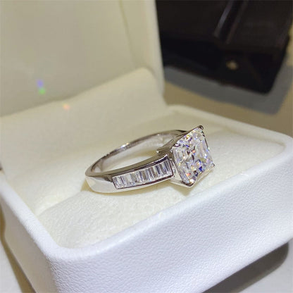 3 Carat Asscher Cut Sparkala™ Pure Sterling Silver Square Shape Ring