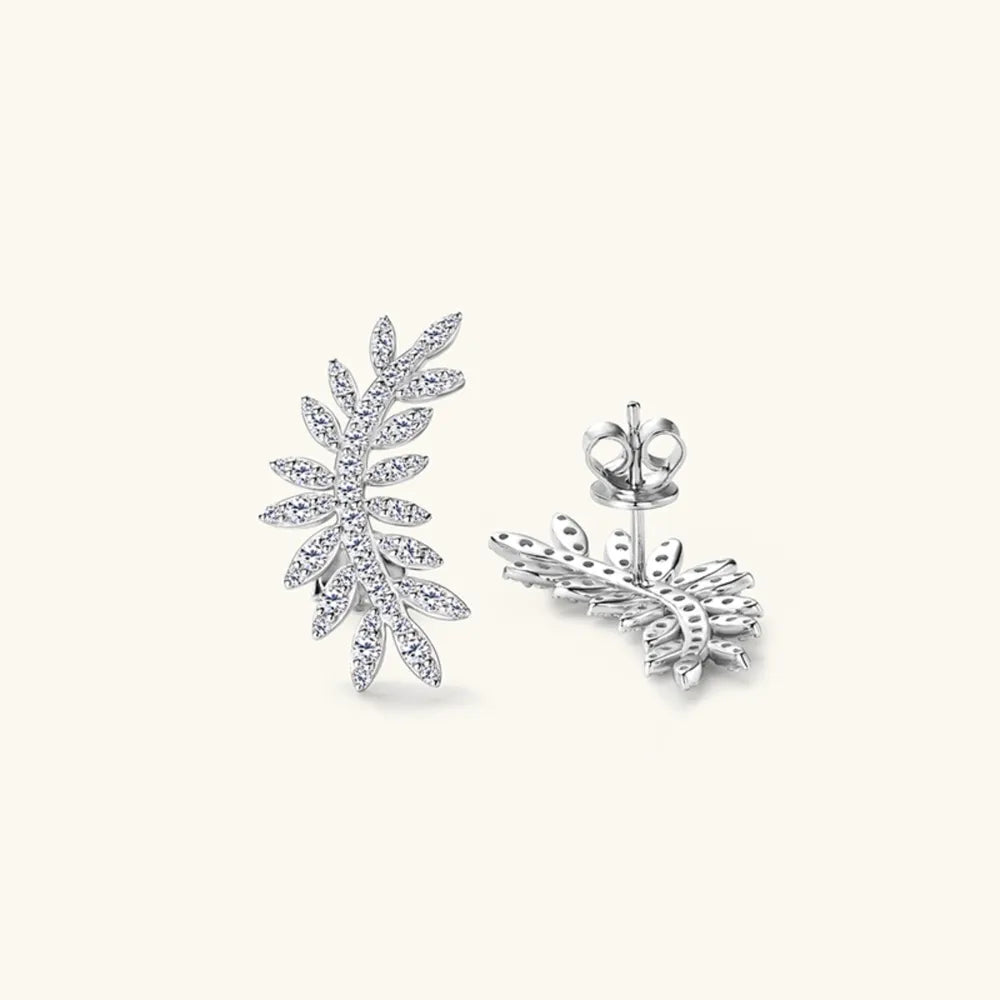 Sparkala™ 925 Sterling Silver Leaf Shape Stud Earrings