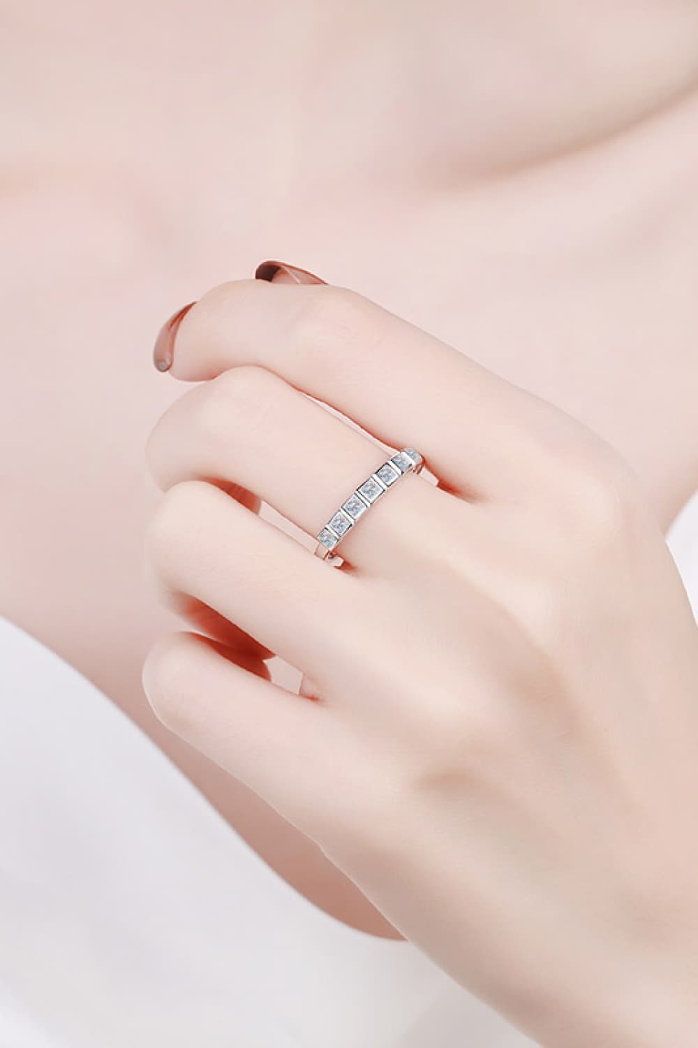 Sparkala™ Rhodium-Plated Half-Eternity 7 Stone Ring