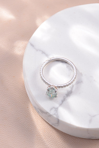 1.5 Carat Teardrop Shape Blue Pear-Cut Sparkala™ Platinum Over Pure Sterling Silver Ring