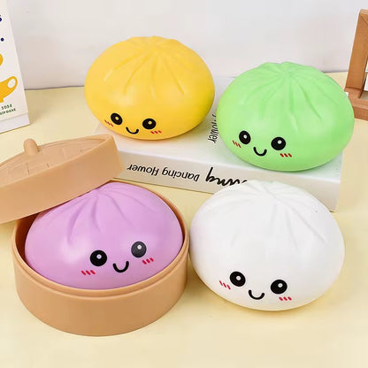 Giant 10-Inch Squishy Dumpling • Jumbo 2.2 lb Heavyweight Sensory Bao Bun Toy with Steamer