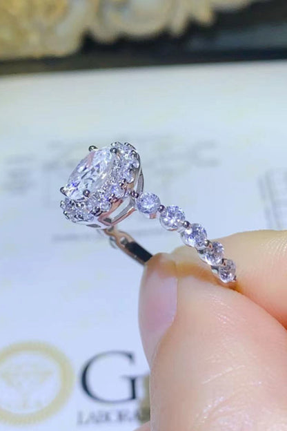 Adored 1 Carat Oval-Cut Sparkala™ Platinum Over Pure Sterling Silver Halo Ring