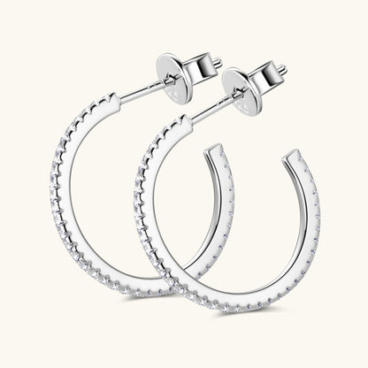 Inlaid Sparkala™ Pure Sterling Silver C-Hoop Earrings