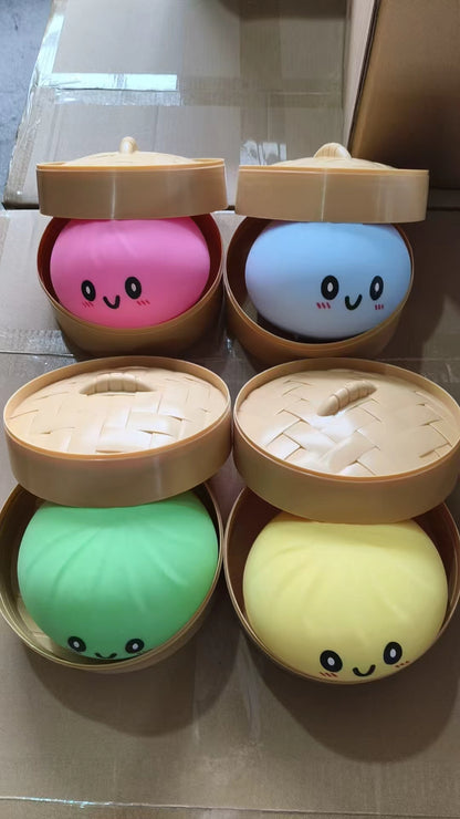 JUMBO 15cm Kawaii Dumpling Squishy Super Soft with Steamer Storage Box