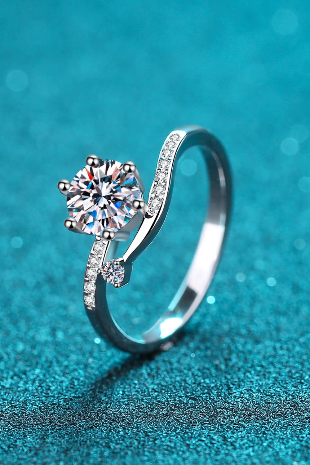 1 Carat Brilliant Round Cut Sparkala™ 925 Sterling Silver Bypass Ring