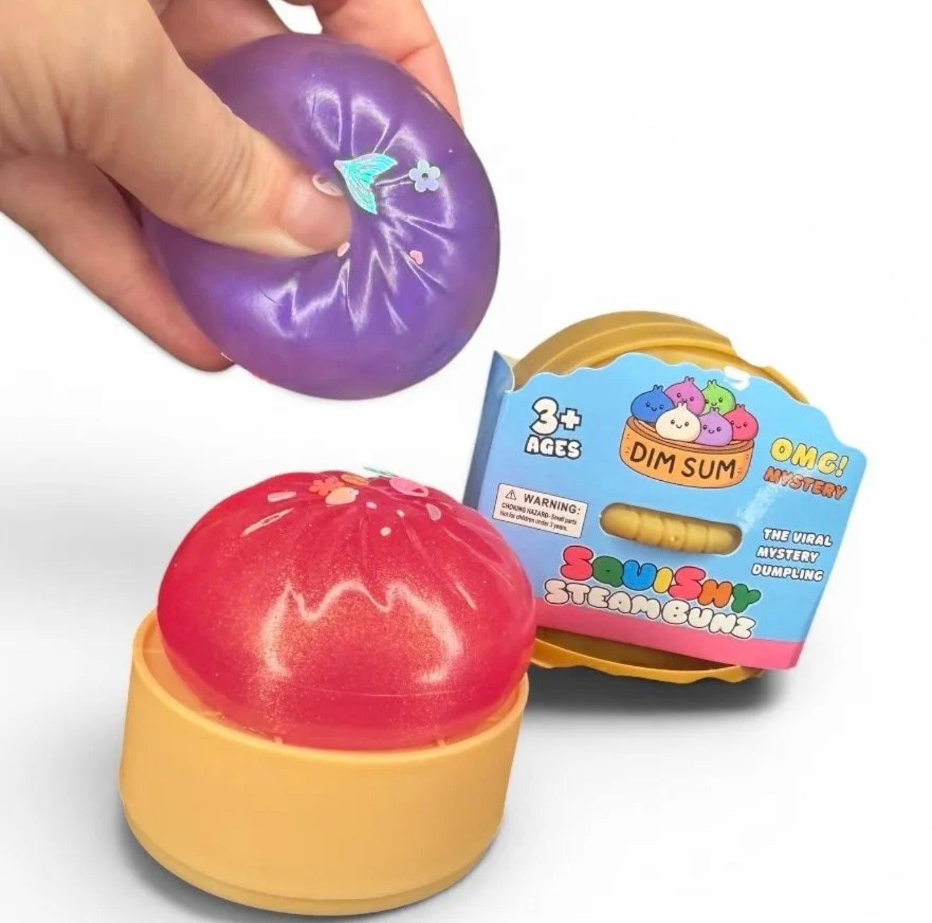 Mini Dim Sum Dumpling Squishy Steam Bunz | Solid TPR Glitter Topped Fidget Toy (5cm) – Burst Proof / No Filling!