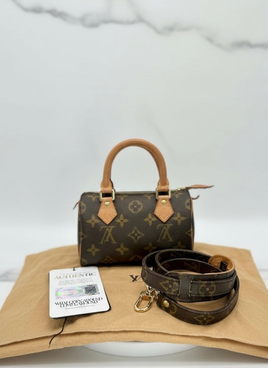 Louis Vuitton Nano Speedy Monogram Canvas with Strap – Excellent Condition