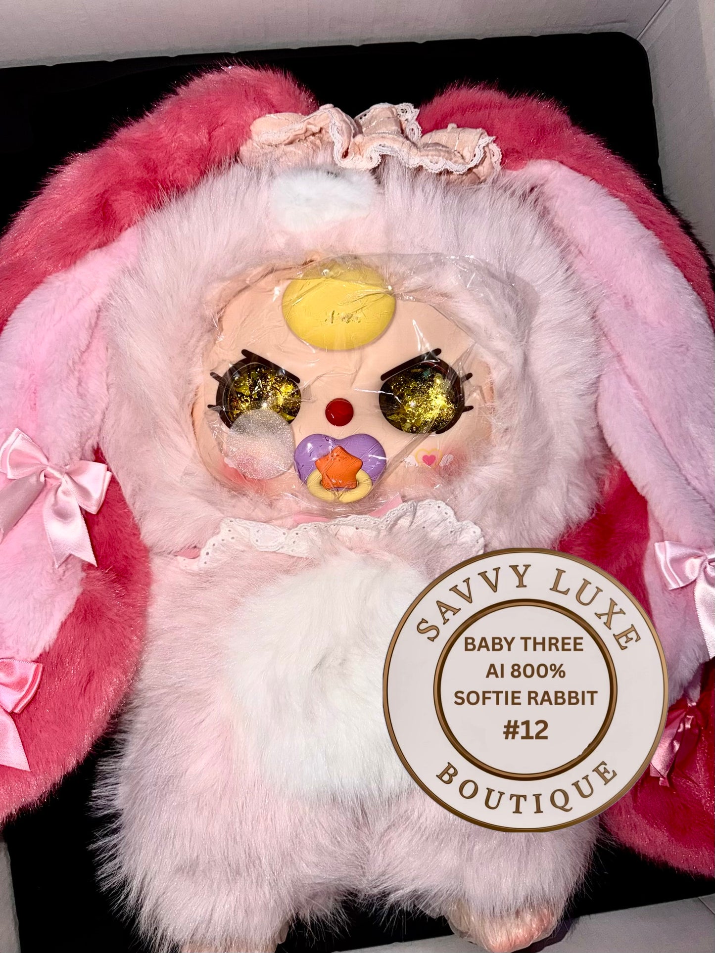 Baby Three Ai 800% Pink Softie Rabbit Plush - Various Eye Styles, Expressions & Accessories
