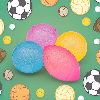 Sensory Sports Ball Squishies – Sugar-Filled TPR Squish Squeeze Toys for Stress Relief & Fidget Play