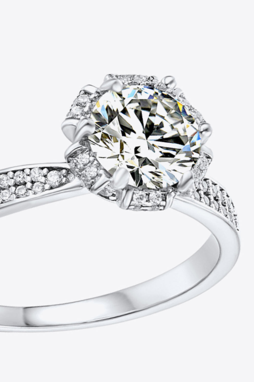 Platinum Over Pure Sterling Silver 1 Carat Brilliant Round Cut Sparkala™ Ring