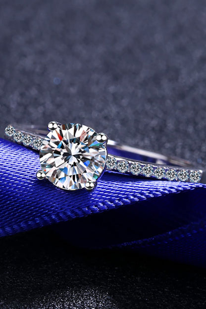 1 Carat Brilliant Round Cut Sparkala™ Rhodium-Plated Side Stone Ring