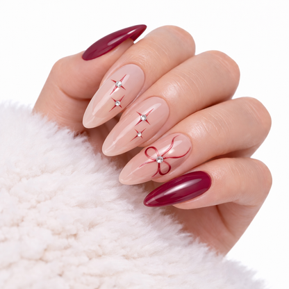 Salon-Style French Tip Press-On Nails - Coffin #032