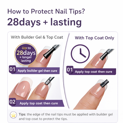 Salon-Style French Tip Press-On Nails - Coffin #031