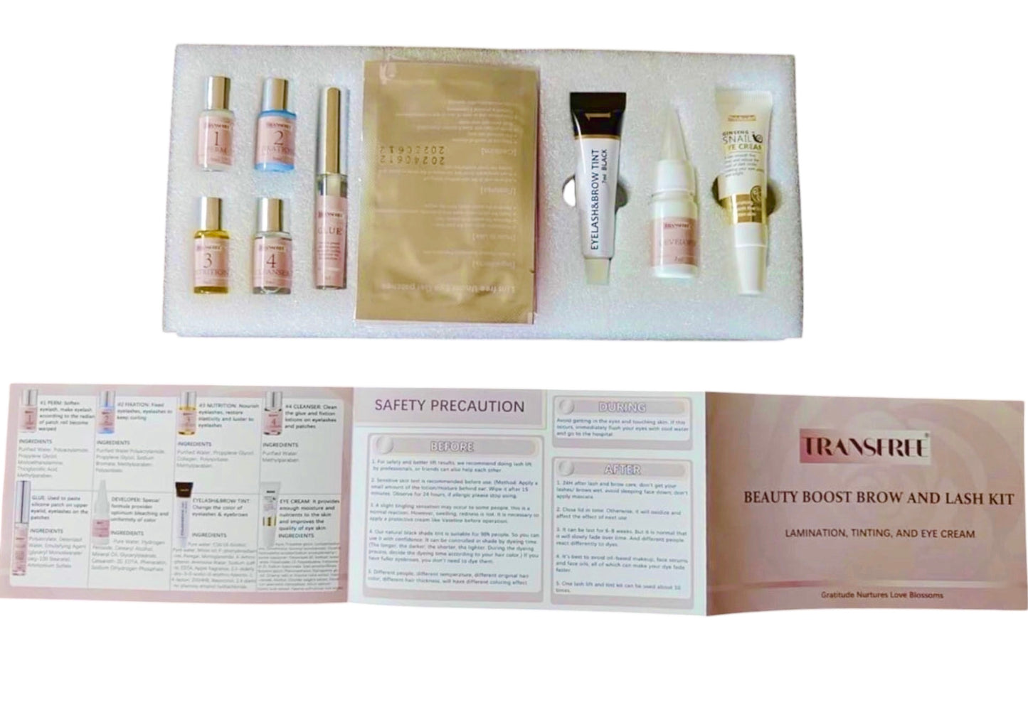 4-in-1 Lash Lift and Brow Lamination Kit with Black Tint | Professional DIY Lash Perm & Brow Laminating Kit | Salon Results Last 6–8 Weeks TRANSFREE