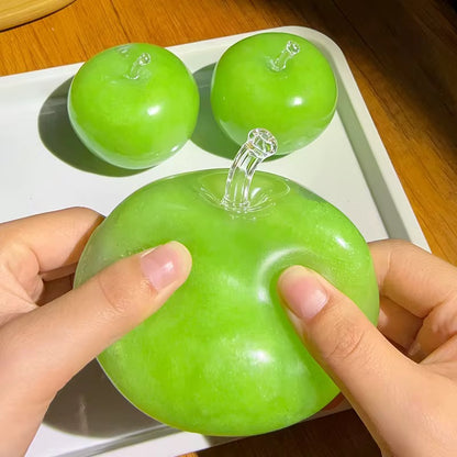 Green Apple Slushy Stress Ball – Moldable Ice Sand ASMR Squishy Fidget Toy for Anxiety & Focus, Silky TPR Crunchy Sound Squeeze Ball