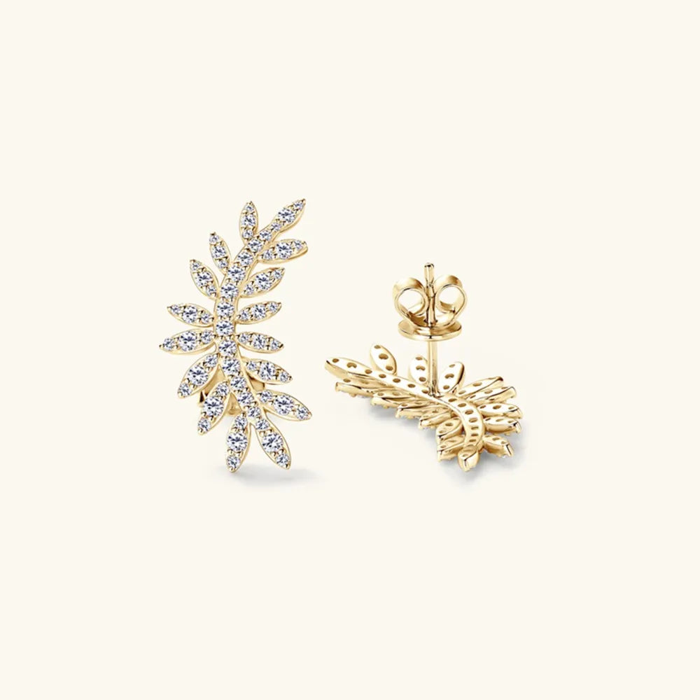 Sparkala™ 925 Sterling Silver Leaf Shape Stud Earrings