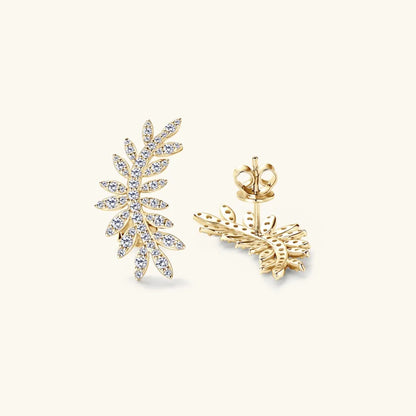 Sparkala™ 925 Sterling Silver Leaf Shape Stud Earrings