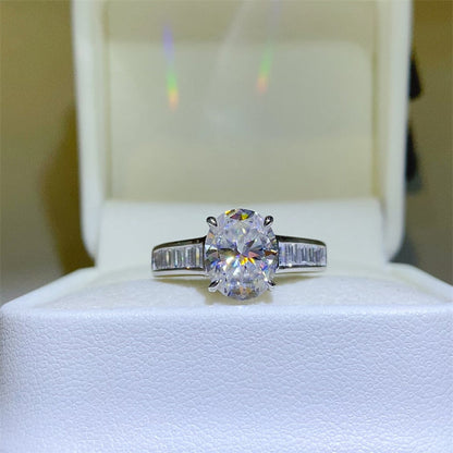3 Carat Oval-Cut Sparkala™ Pure Sterling Silver Ring